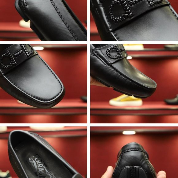 NEW Authentic Salvatore Ferragamo Embossed Gancini Black Leather Driving Loafers main image 5
